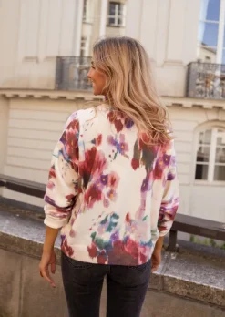 Pulls & Gilets-EASY-CLOTHES Pull Novy Bordeaux - Motifs - Vêtements Easy Clothes Bordeaux       
