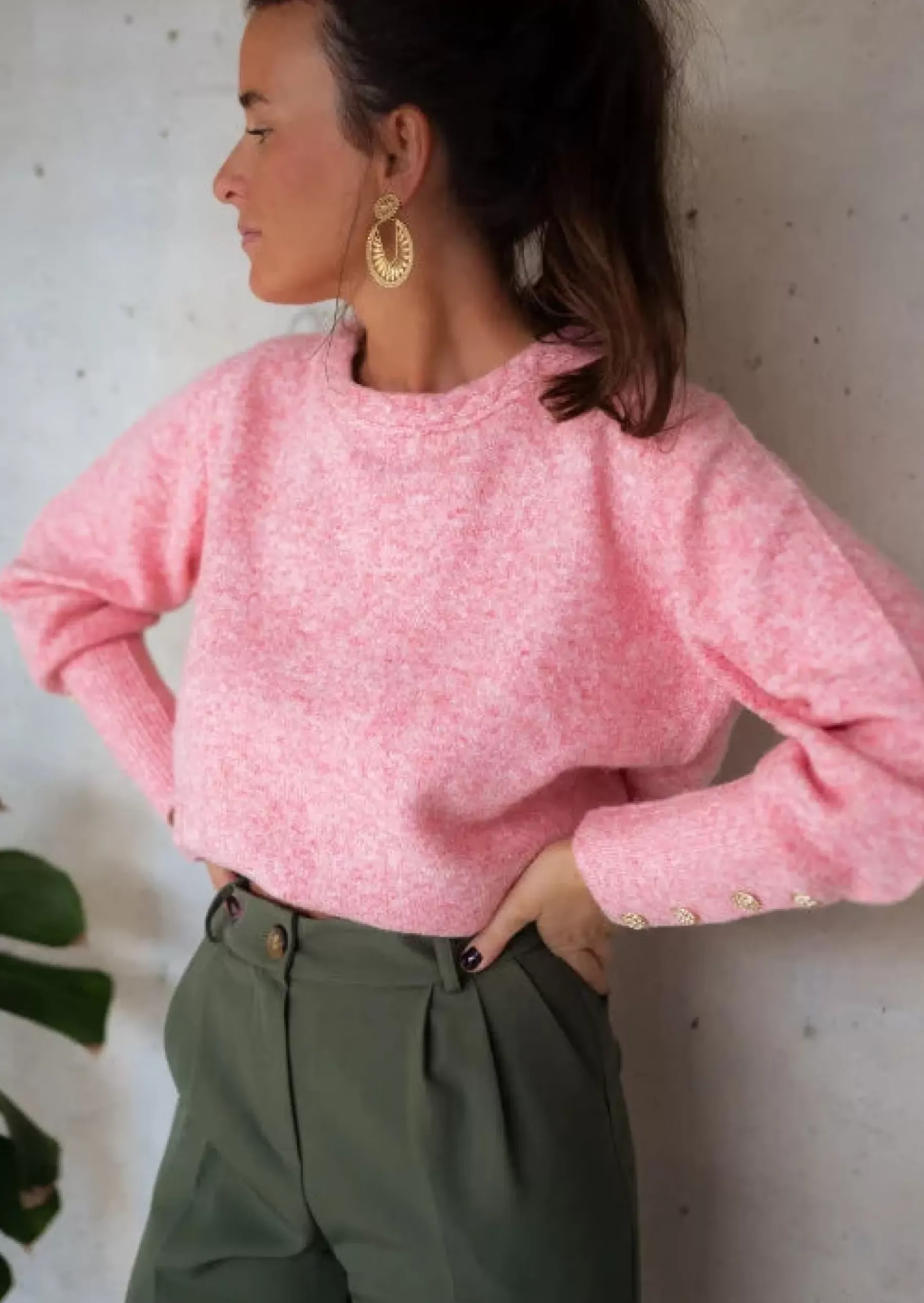 Pulls & Gilets-EASY-CLOTHES Pull Rubens Rose - Doux - Taille Unique - Easy Clothes Rose