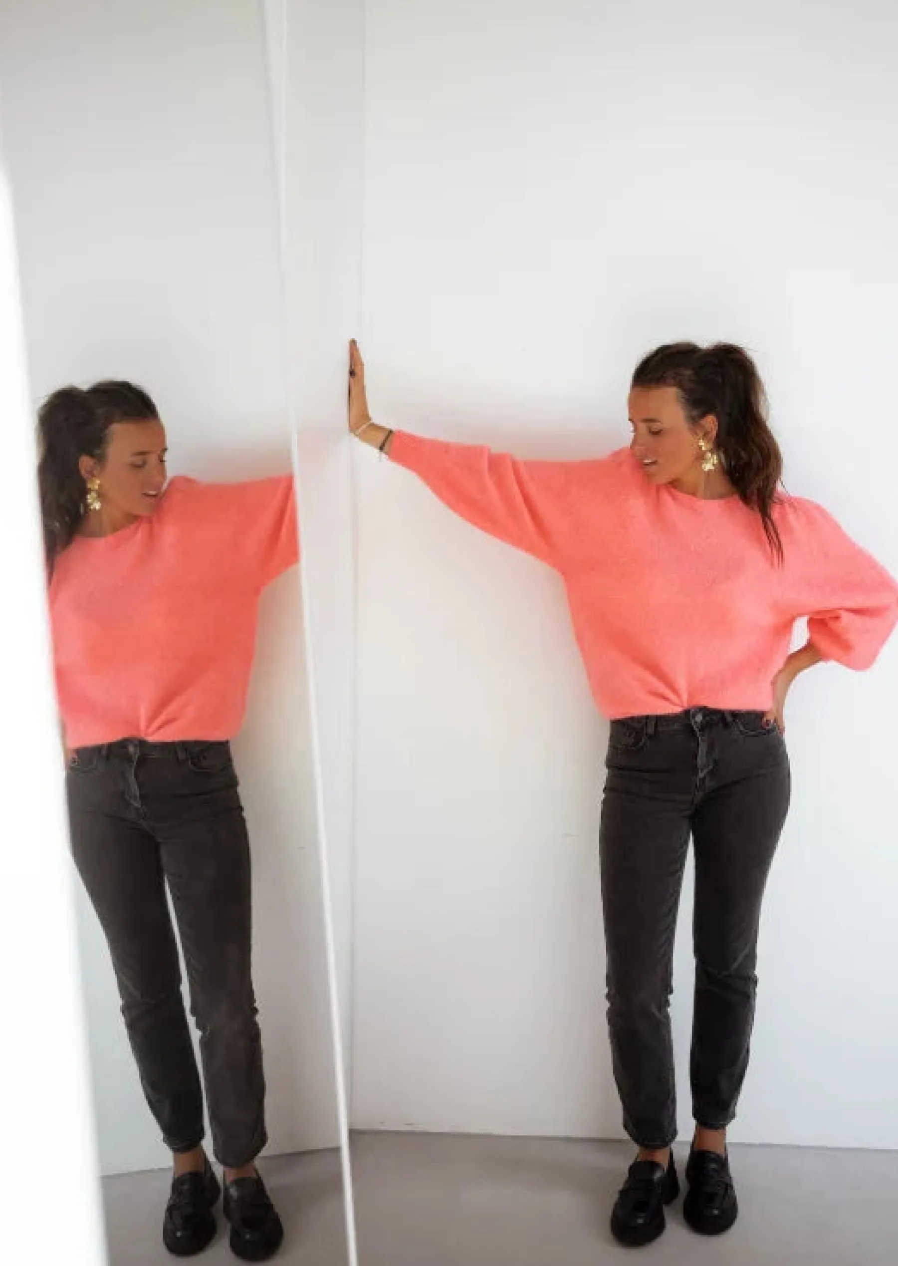 Pulls & Gilets-EASY-CLOTHES Pull Sofia Corail - Made In Italy - Taille UniqueEasy Clothes Corail       