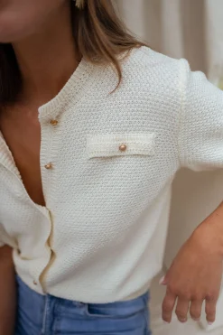 Pulls & Gilets-EASY-CLOTHES Pull Sophie - à manches courtes écruEasy Clothes À manches courtes écru       