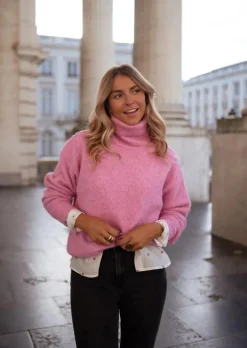 Pulls & Gilets-EASY-CLOTHES Pull Tom - Rose - Col Roulé - DouxEasy Clothes Rose