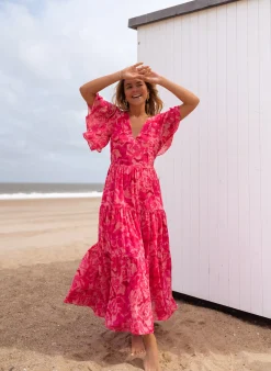 Robes-EASY-CLOTHES Robe Adama rose à motifs | Robe longue rose | Prêt-à-porter en ligne | Easy Clothes Rose à motifs       