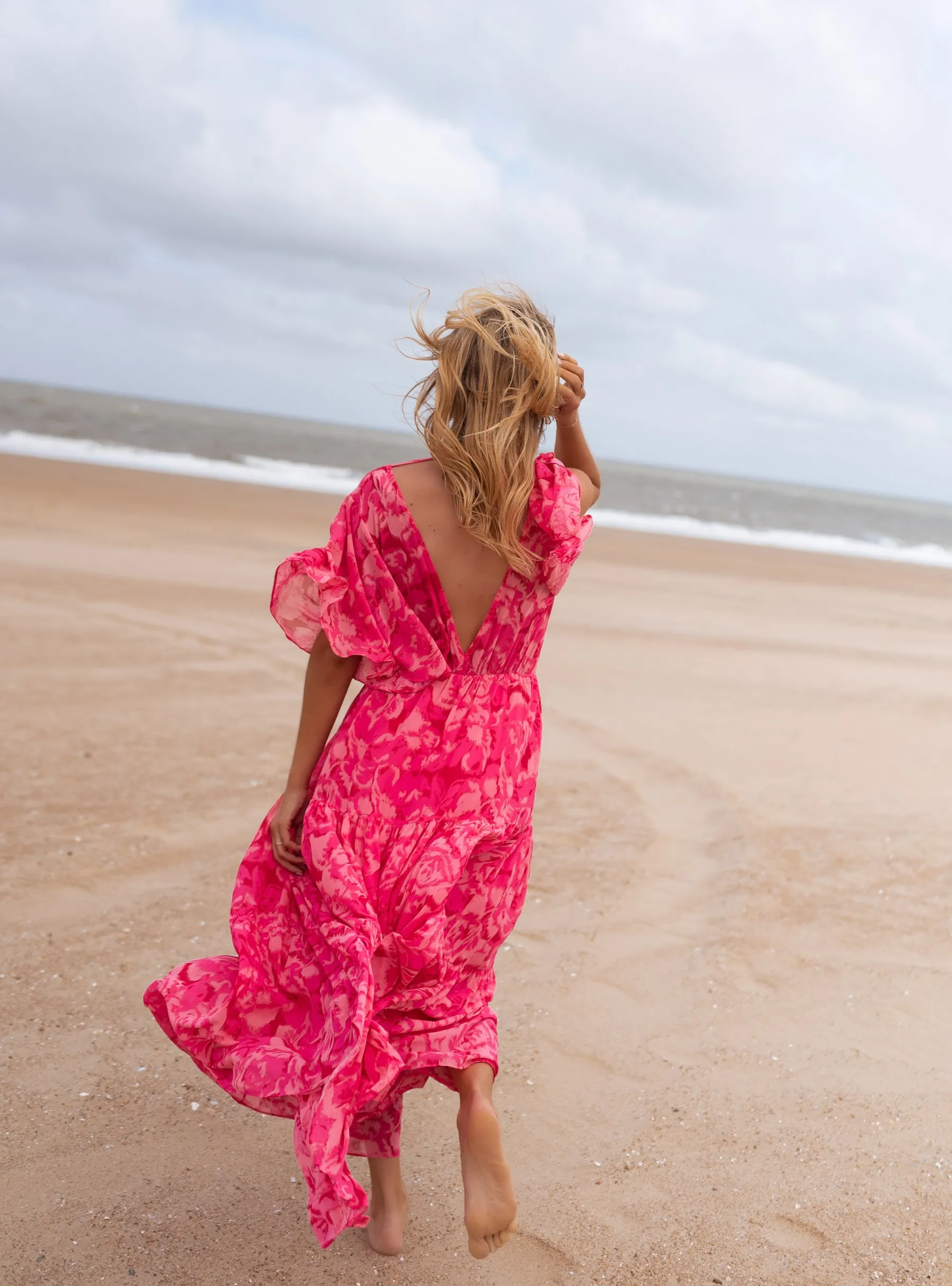 Robes-EASY-CLOTHES Robe Adama rose à motifs | Robe longue rose | Prêt-à-porter en ligne | Easy Clothes Rose à motifs