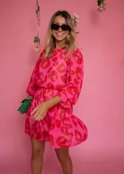 Robes-EASY-CLOTHES Robe Aelis | Motifs Roses & Rouges | Vêtements Tendances FemmeEasy Clothes Rose et rouge       