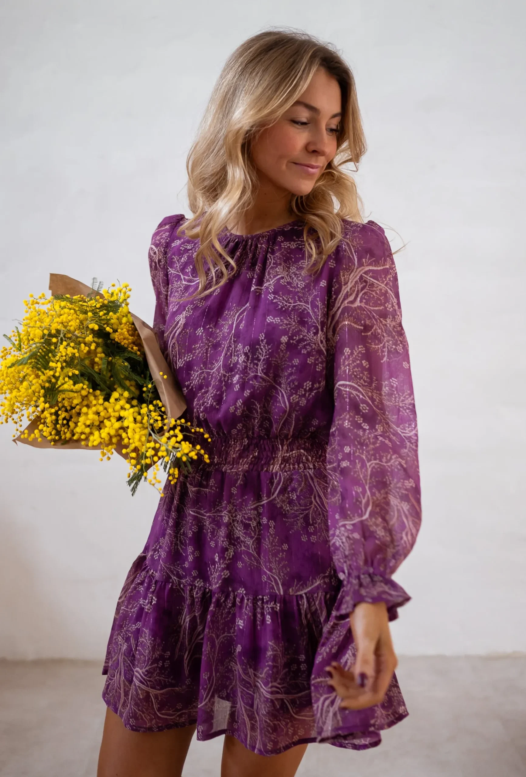 Robes-EASY-CLOTHES Robe Agnes - Mauve - Elastique - FluideEasy Clothes Mauve