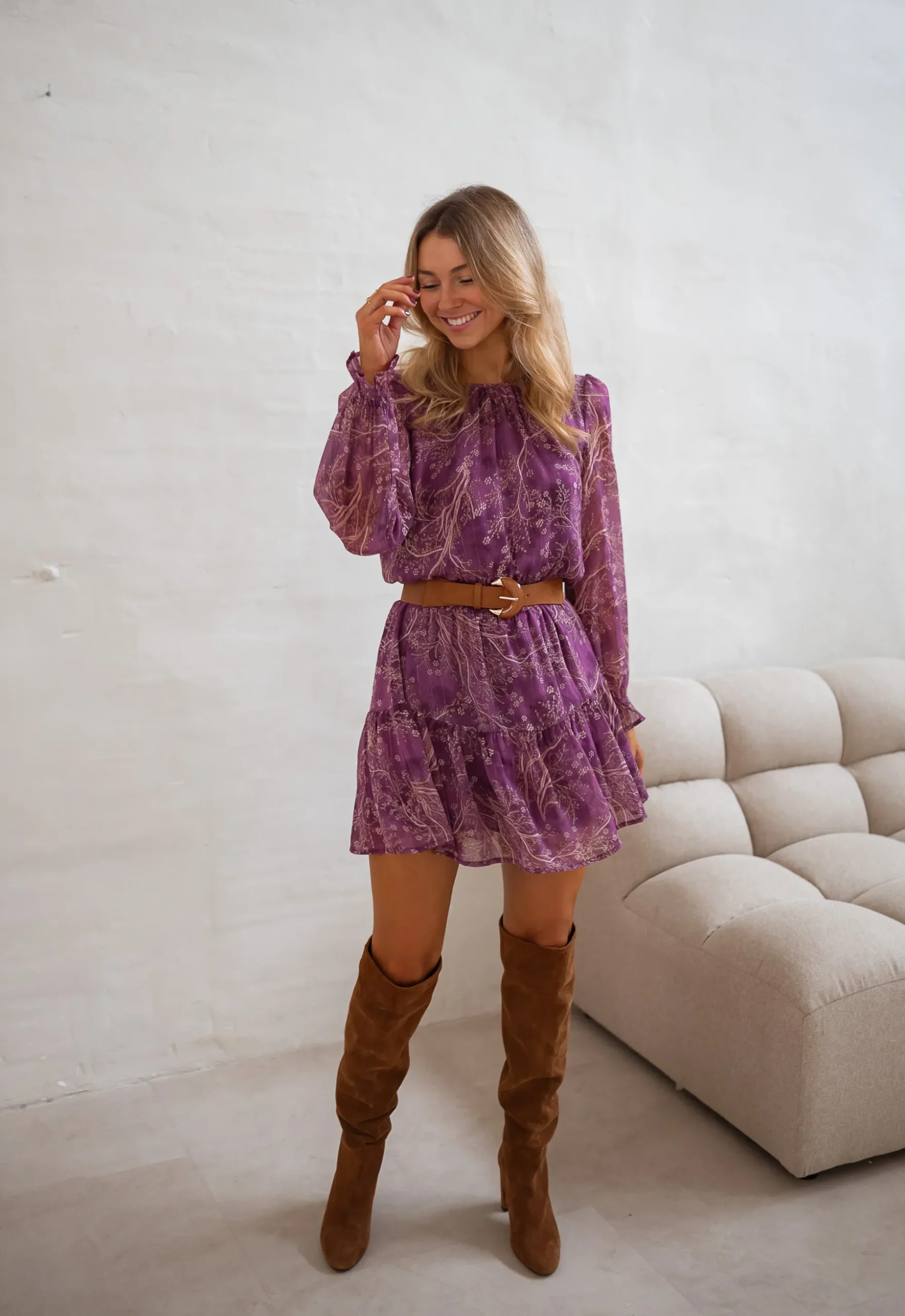 Robes-EASY-CLOTHES Robe Agnes - Mauve - Elastique - FluideEasy Clothes Mauve