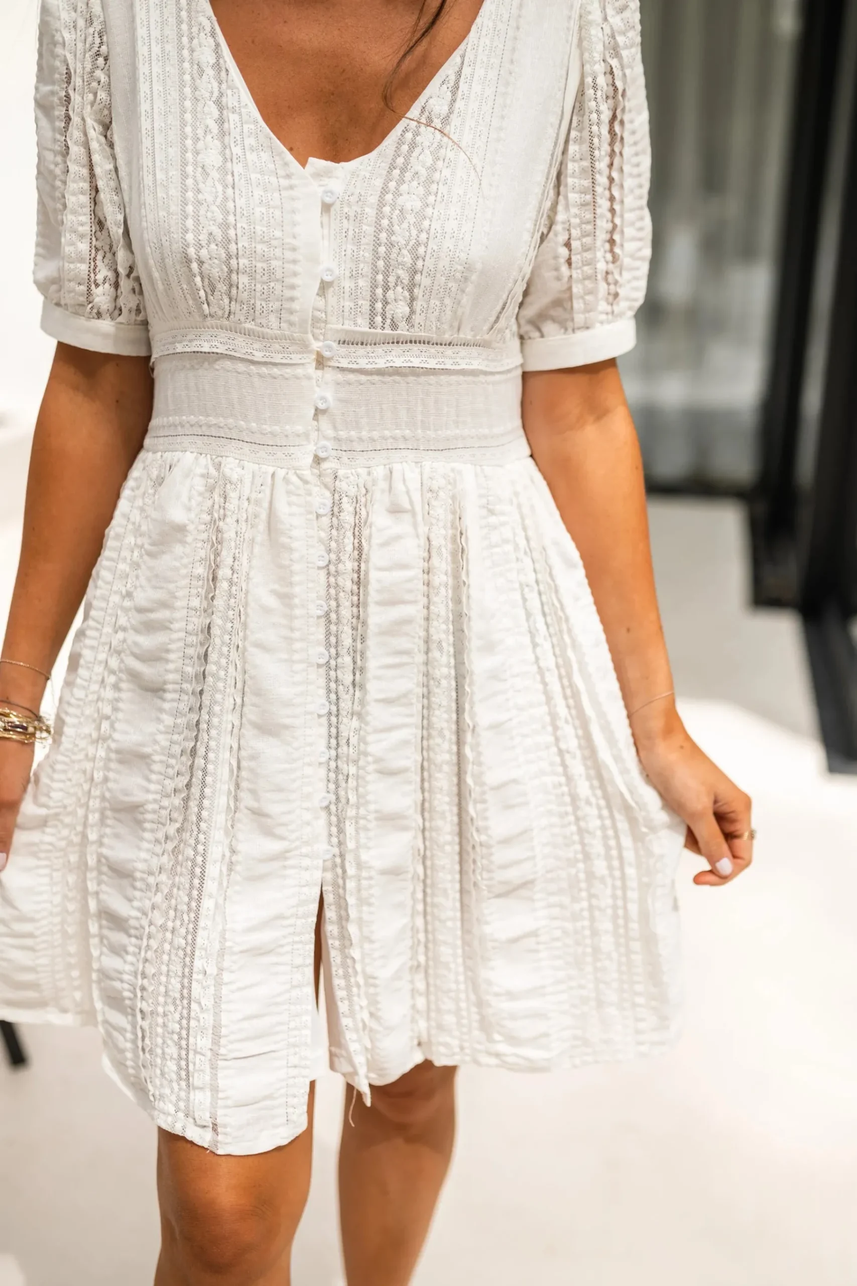 Robes-EASY-CLOTHES Robe Alix - blanche à dentelleEasy Clothes Blanche à dentelle