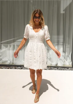 Robes-EASY-CLOTHES Robe Alix - blanche à dentelleEasy Clothes Blanche à dentelle
