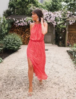 Robes-EASY-CLOTHES Robe Angelique - rouge à fleursEasy Clothes Rouge à fleurs