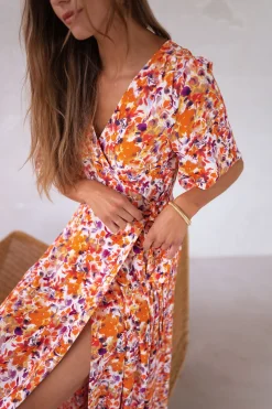 Robes-EASY-CLOTHES Robe Asma - orange à fleursEasy Clothes Orange à fleurs       
