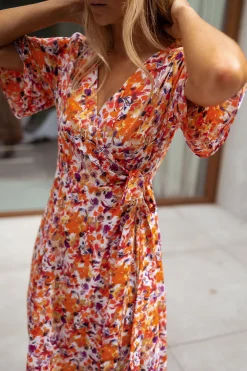 Robes-EASY-CLOTHES Robe Asma - orange à fleursEasy Clothes Orange à fleurs       