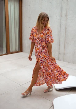 Robes-EASY-CLOTHES Robe Asma - orange à fleursEasy Clothes Orange à fleurs       