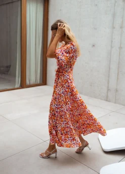 Robes-EASY-CLOTHES Robe Asma - orange à fleursEasy Clothes Orange à fleurs       