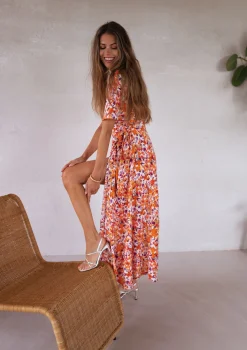 Robes-EASY-CLOTHES Robe Asma - orange à fleursEasy Clothes Orange à fleurs       
