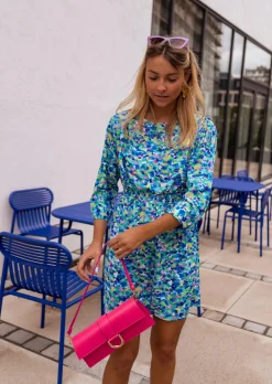 Robes-EASY-CLOTHES Robe Bathy bleue à motifs | Robe bleue courte fleurie | Prêt-à-porter en ligne | Easy Clothes Bleue à motifs       