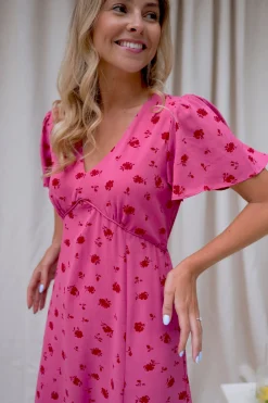 Robes-EASY-CLOTHES Robe Besma - framboise à motifsEasy Clothes Framboise à motifs