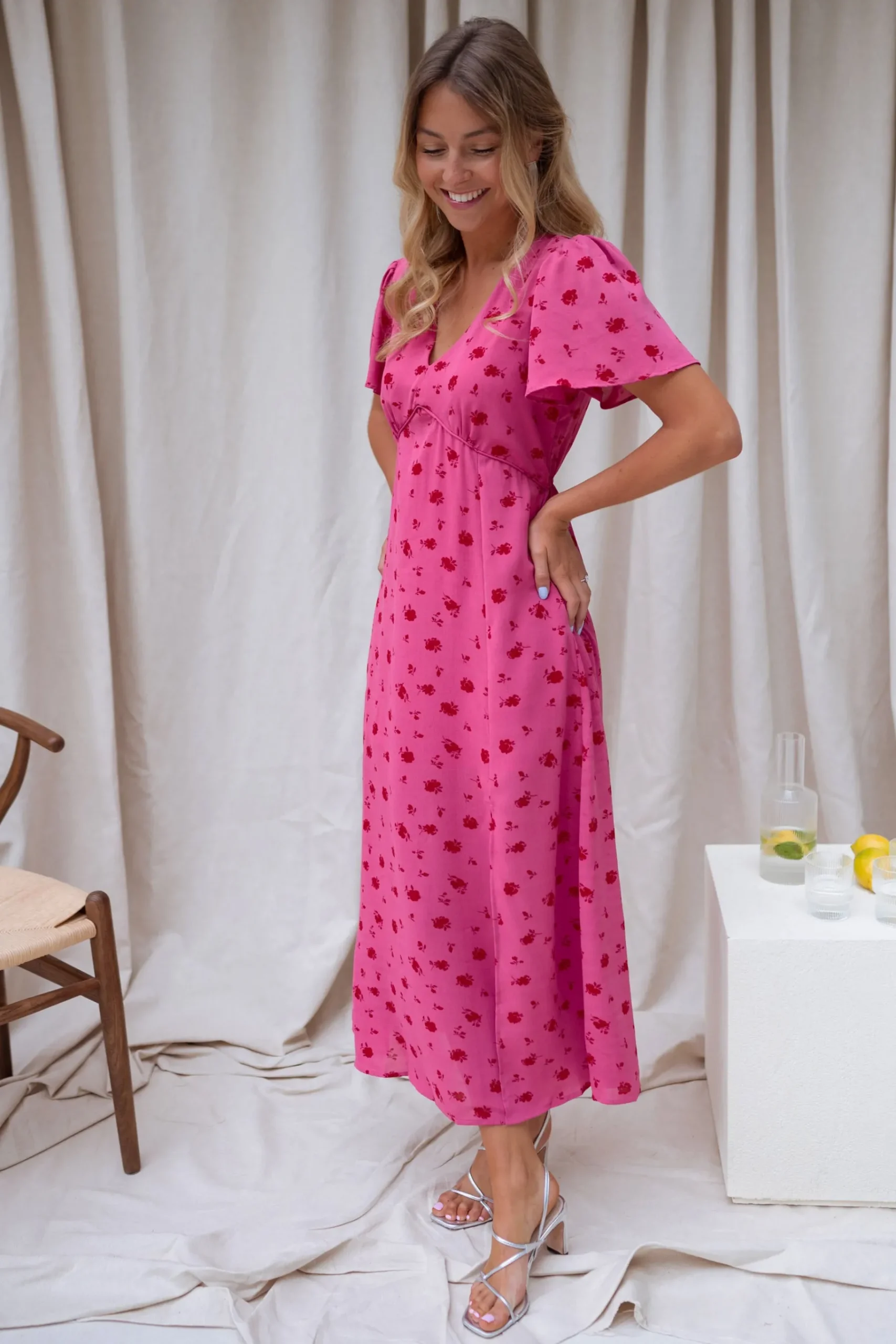 Robes-EASY-CLOTHES Robe Besma - framboise à motifsEasy Clothes Framboise à motifs