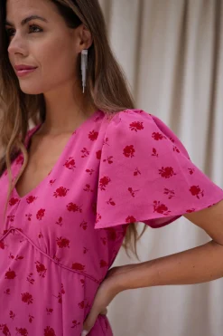 Robes-EASY-CLOTHES Robe Besma - framboise à motifsEasy Clothes Framboise à motifs