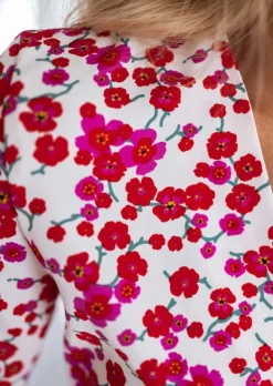 Robes-EASY-CLOTHES Robe Camilia | Blanche À Fleurs | Courte & Cache-CoeurEasy Clothes Blanche à fleurs       