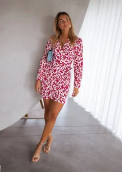 Robes-EASY-CLOTHES Robe Camilia | Blanche À Fleurs | Courte & Cache-CoeurEasy Clothes Blanche à fleurs