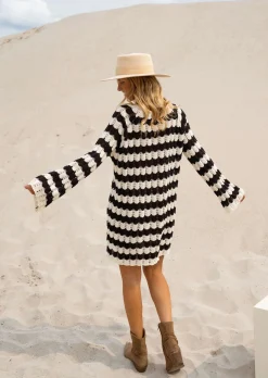 Robes-EASY-CLOTHES Robe Clarence - Noire & Écrue - Crochet - Made In ItalyEasy Clothes Noire et écrue       