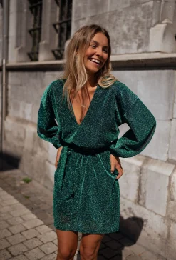Robes-EASY-CLOTHES Robe Clarkson CREATION - verte à pailletteEasy Clothes Verte à paillette       