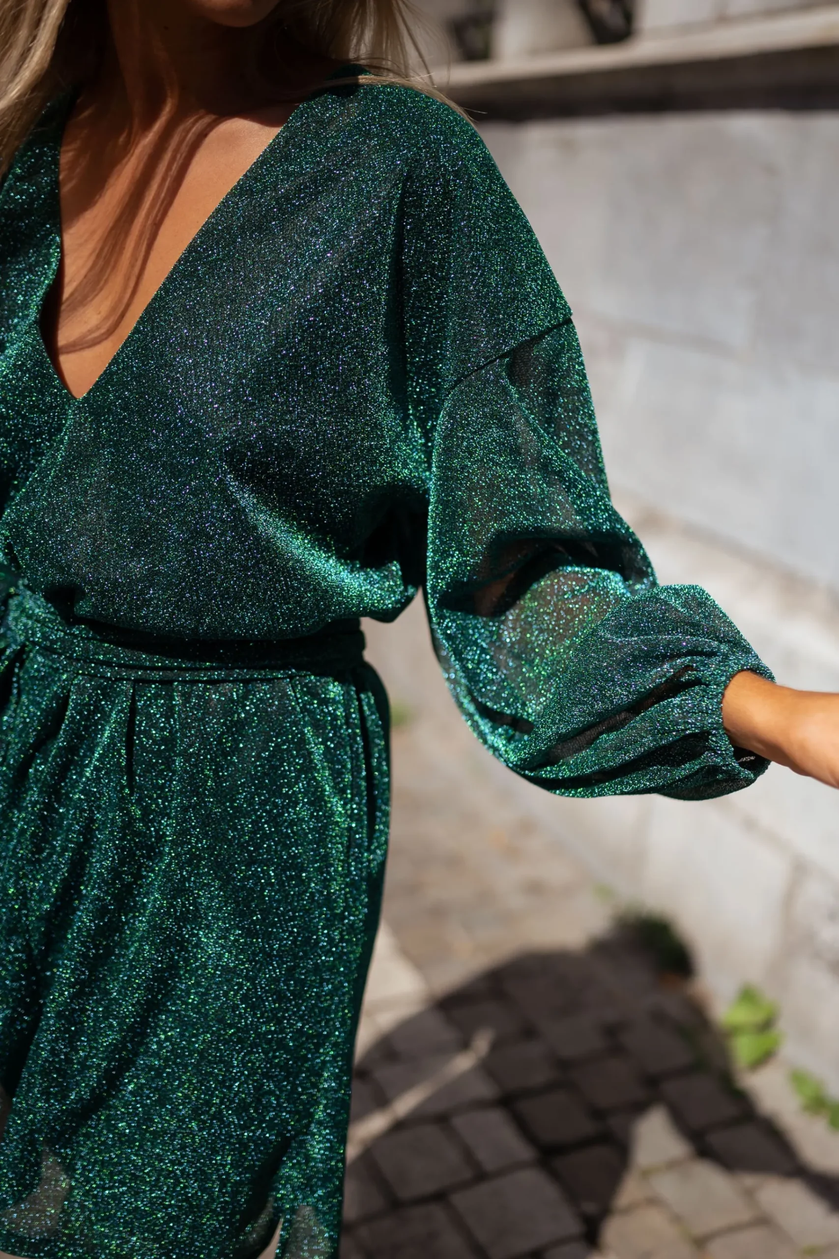 Robes-EASY-CLOTHES Robe Clarkson CREATION - verte à pailletteEasy Clothes Verte à paillette