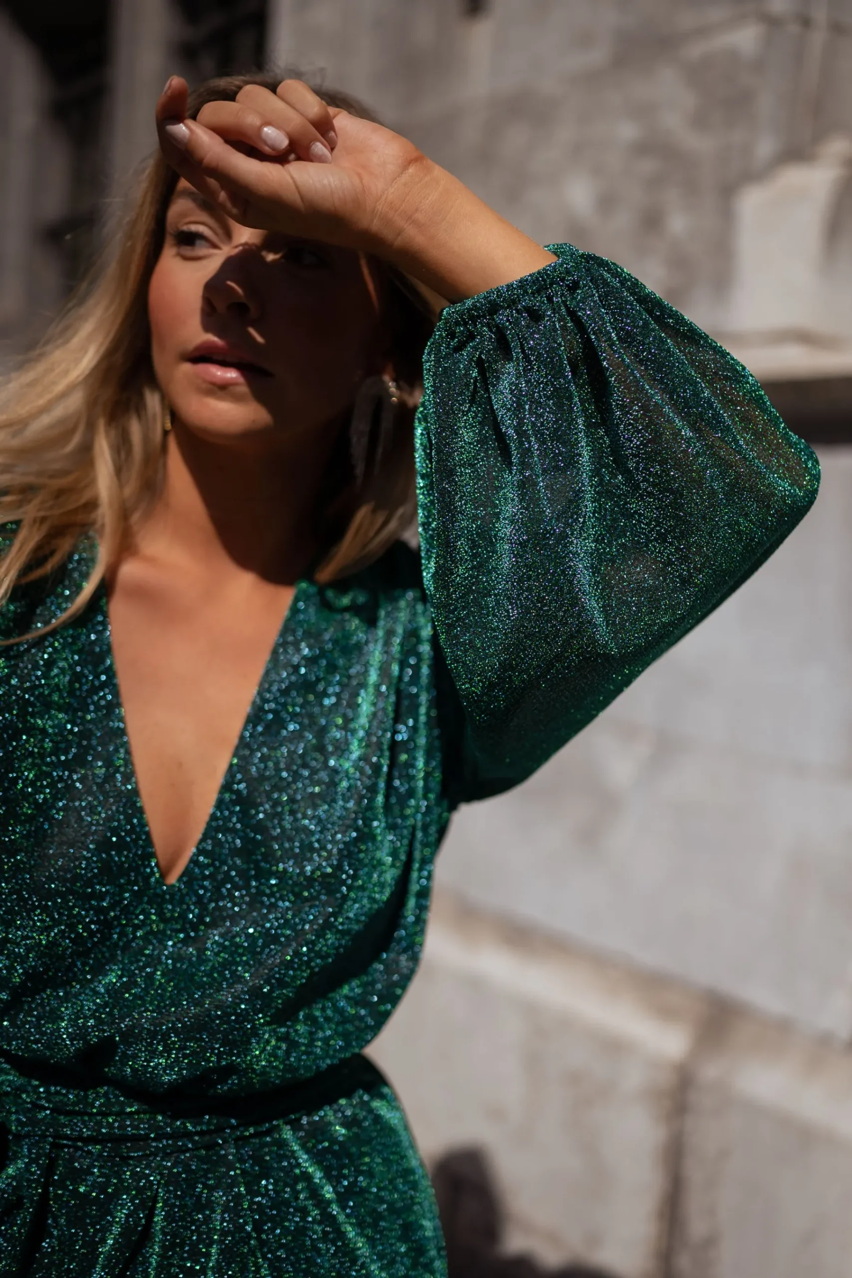 Robes-EASY-CLOTHES Robe Clarkson CREATION - verte à pailletteEasy Clothes Verte à paillette