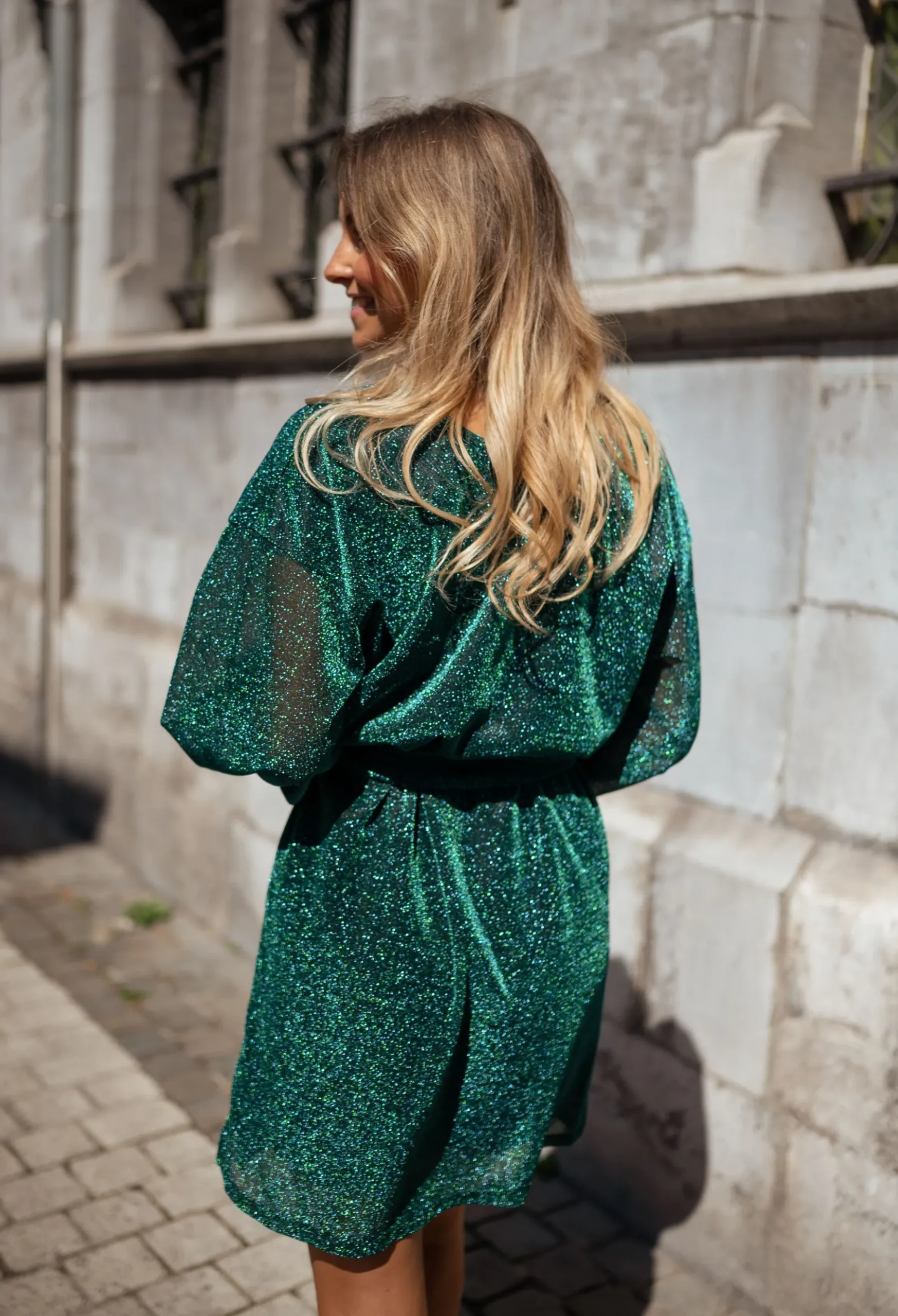 Robes-EASY-CLOTHES Robe Clarkson CREATION - verte à pailletteEasy Clothes Verte à paillette