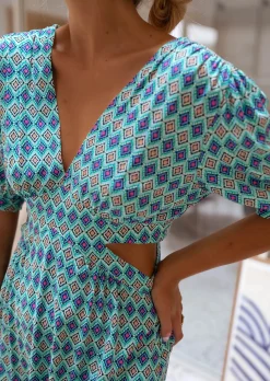 Robes-EASY-CLOTHES Robe Coco Bleue - Fluide & Légère - Col V ProfondEasy Clothes Bleue       
