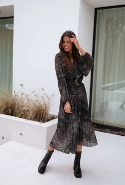 Robes-EASY-CLOTHES Robe Connie - kaki à motifsEasy Clothes Kaki à motifs       