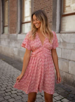 Robes-EASY-CLOTHES Robe Constance - rose à fleursEasy Clothes Rose à fleurs       