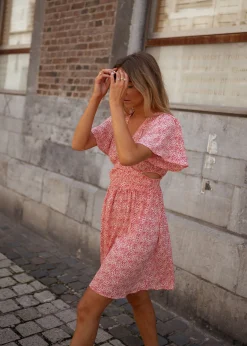 Robes-EASY-CLOTHES Robe Constance - rose à fleursEasy Clothes Rose à fleurs       