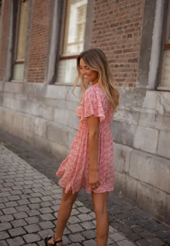 Robes-EASY-CLOTHES Robe Constance - rose à fleursEasy Clothes Rose à fleurs       