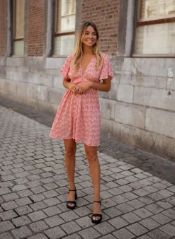 Robes-EASY-CLOTHES Robe Constance - rose à fleursEasy Clothes Rose à fleurs       