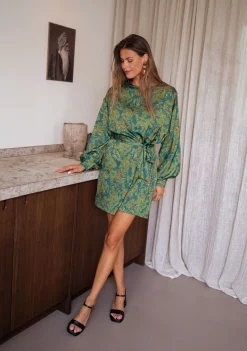 Robes-EASY-CLOTHES Robe Dalmi CREATION - kaki à motifsEasy Clothes Kaki à motifs       