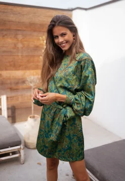 Robes-EASY-CLOTHES Robe Dalmi CREATION - kaki à motifsEasy Clothes Kaki à motifs       
