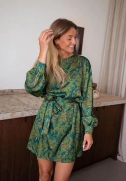 Robes-EASY-CLOTHES Robe Dalmi CREATION - kaki à motifsEasy Clothes Kaki à motifs       