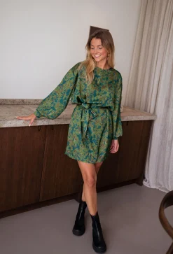 Robes-EASY-CLOTHES Robe Dalmi CREATION - kaki à motifsEasy Clothes Kaki à motifs       