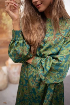Robes-EASY-CLOTHES Robe Dalmi CREATION - kaki à motifsEasy Clothes Kaki à motifs       