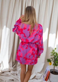 Robes-EASY-CLOTHES Robe Dalmi CREATION - rose à fleursEasy Clothes Rose à fleurs       