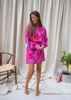 Robes-EASY-CLOTHES Robe Dalmi CREATION - rose à fleursEasy Clothes Rose à fleurs       