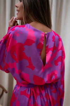 Robes-EASY-CLOTHES Robe Dalmi CREATION - rose à fleursEasy Clothes Rose à fleurs       