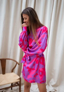 Robes-EASY-CLOTHES Robe Dalmi CREATION - rose à fleursEasy Clothes Rose à fleurs       