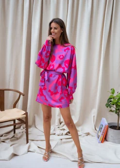 Robes-EASY-CLOTHES Robe Dalmi CREATION - rose à fleursEasy Clothes Rose à fleurs       