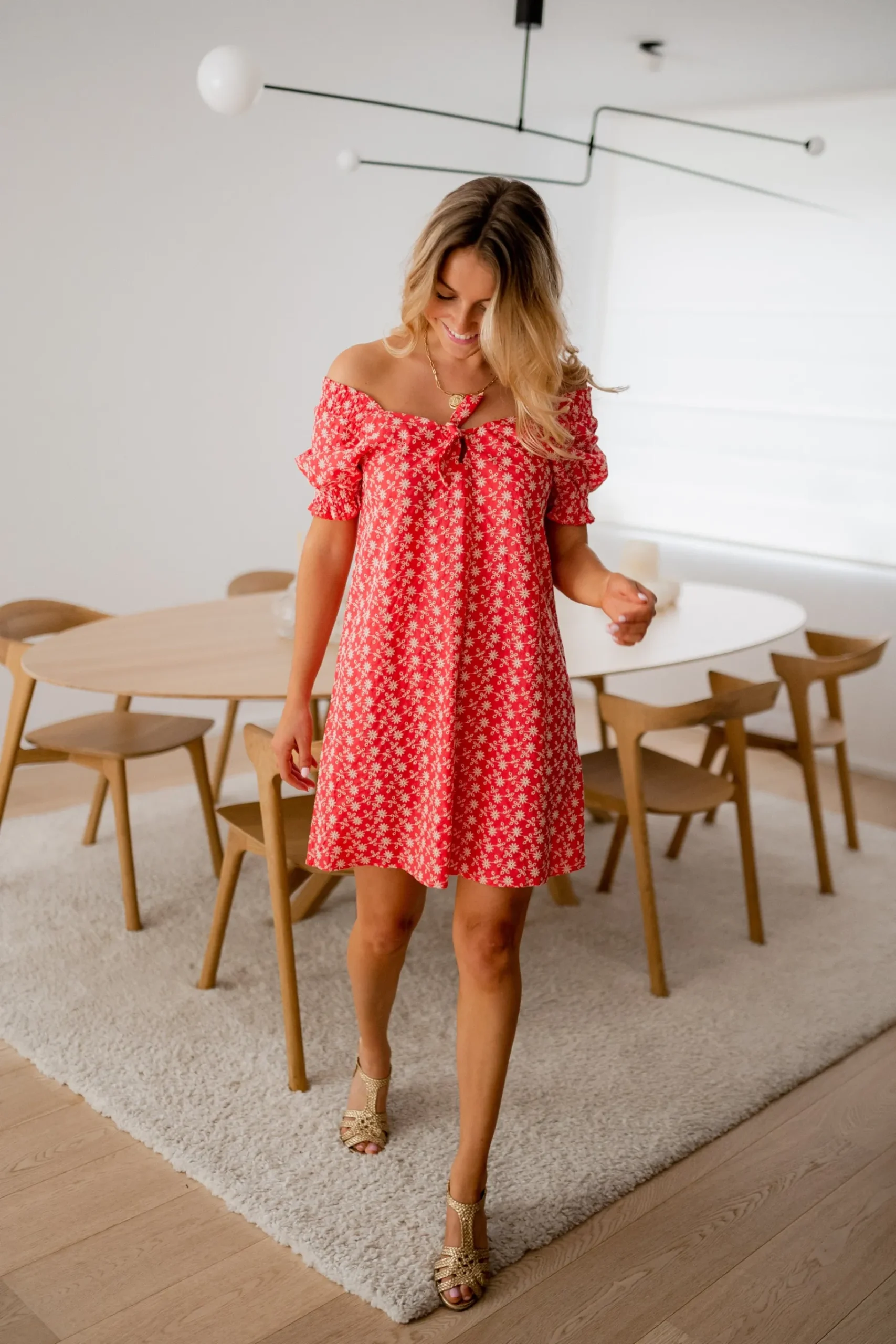 Robes-EASY-CLOTHES Robe Davina - rouge à broderieEasy Clothes Rouge à broderie