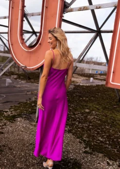 Robes-EASY-CLOTHES Robe Delly violet | Robe longue de soirée | Prêt-à-porter en ligne | Easy Clothes Violet       