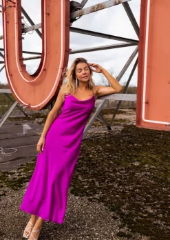 Robes-EASY-CLOTHES Robe Delly violet | Robe longue de soirée | Prêt-à-porter en ligne | Easy Clothes Violet       