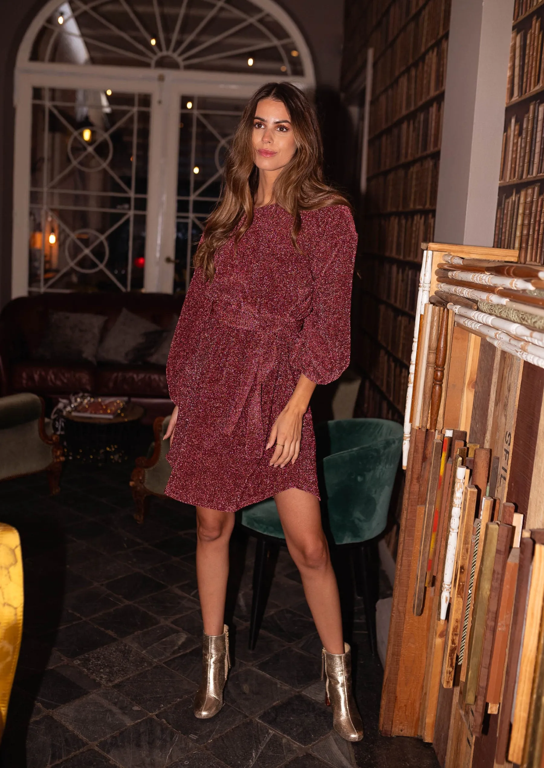 Robes-EASY-CLOTHES Robe Dita CREATION - rose à paillettesEasy Clothes Rose à paillettes