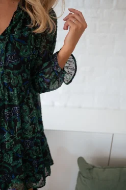 Robes-EASY-CLOTHES Robe Edith - verte et bleue à fleursEasy Clothes Verte et bleue à fleurs       